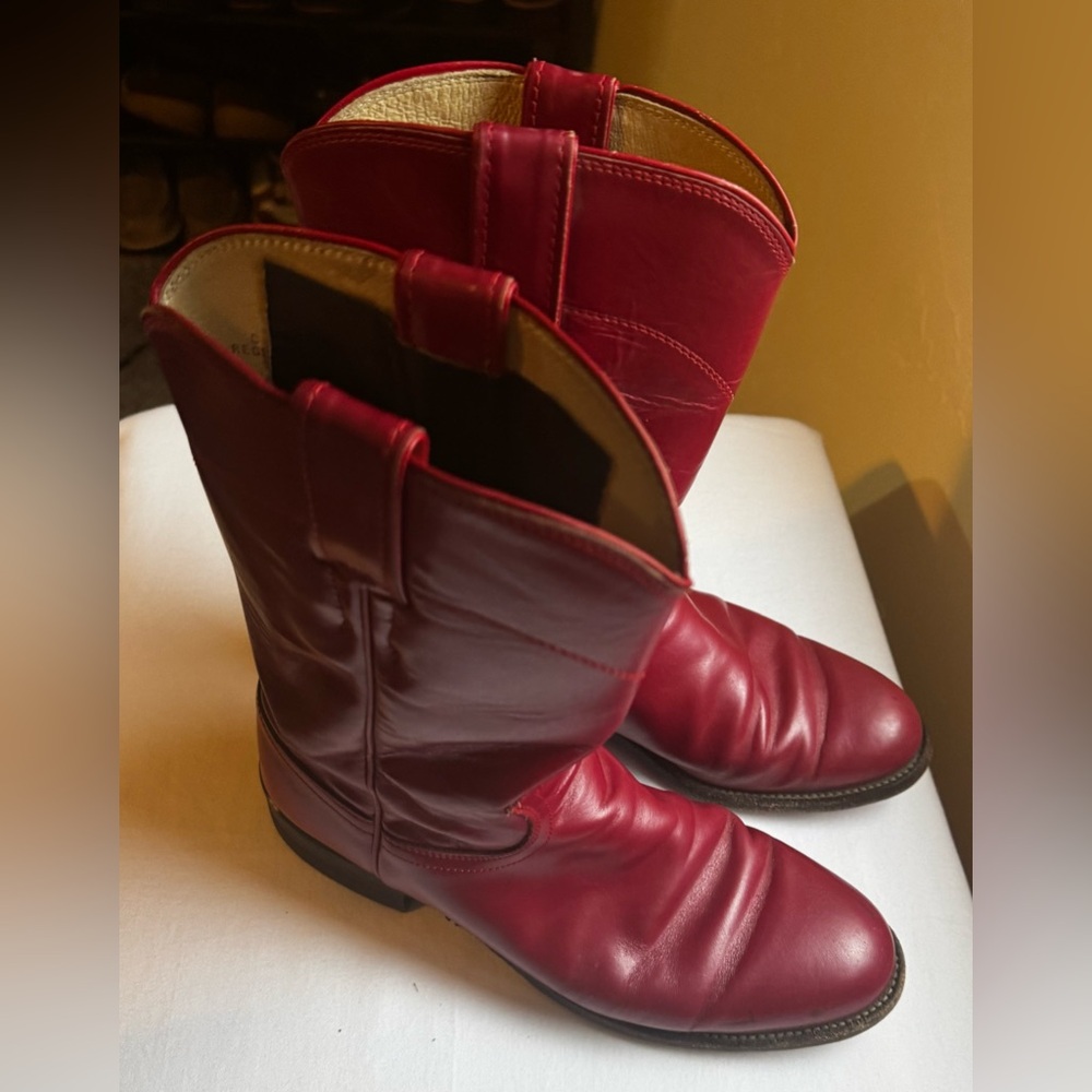 Justin Style Red Kip skin Leather Cowboy Boots Women Size 6C Very Cute #Western